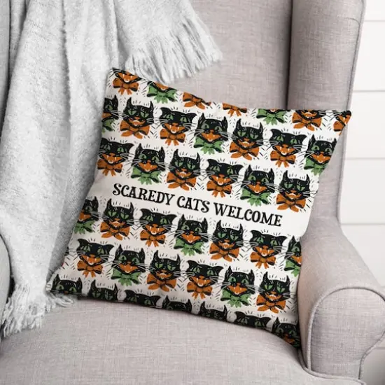 Scaredy Cats Pattern Spun Poly Throw Pillow {3}