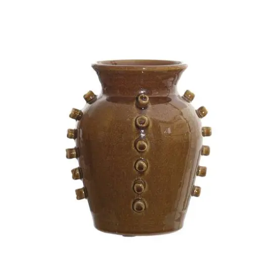 Hello Honey&reg; 10.25" Brown Terra Cotta Vase with Hobnails {3}