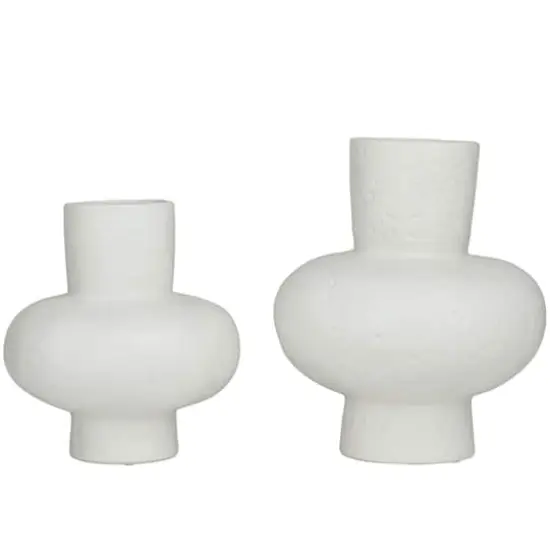 CosmoLiving by Cosmopolitan White Ceramic Gourd Style Vase Set of 2 9", 11" {5}