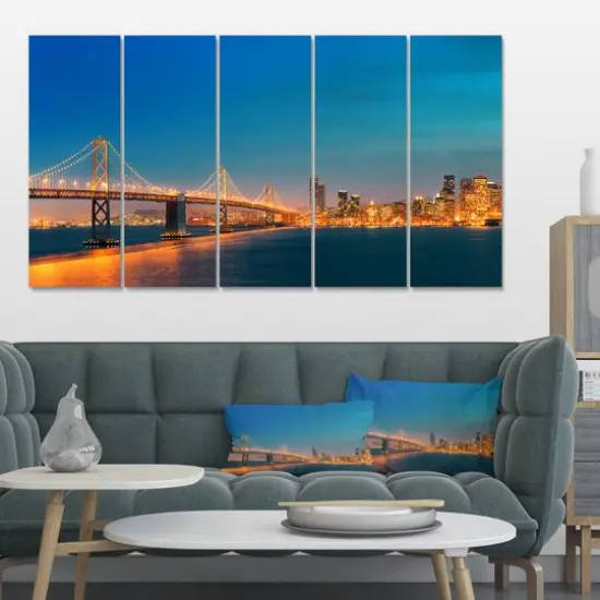 Designart - Illuminated San Francisco Skyline - Cityscape Canvas Print {4}
