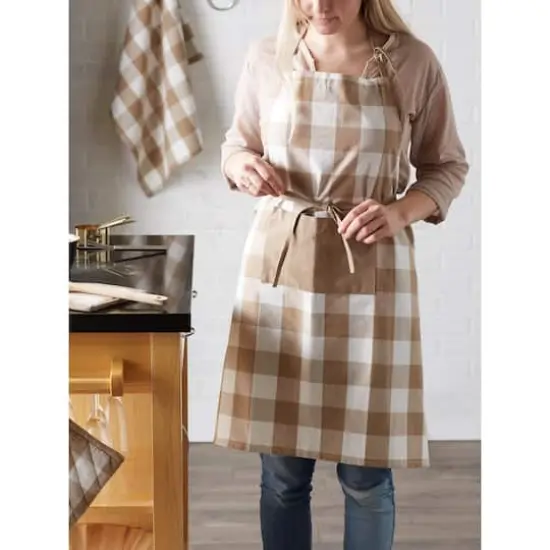DII&reg; Buffalo Check Chef Apron Stone {8}