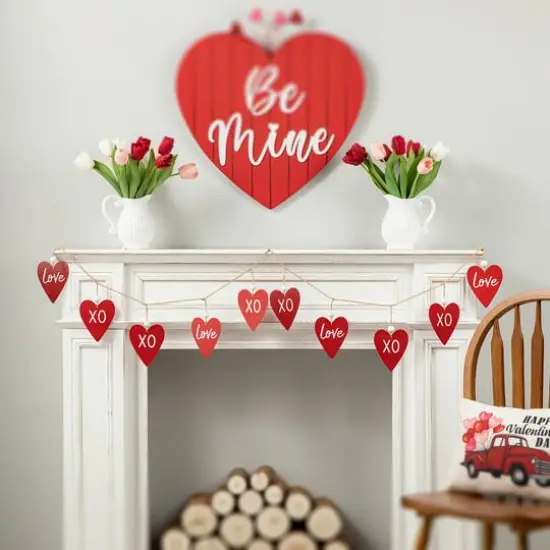 Glitzhome&reg; 6ft. Valentine's Day Heart Garland {5}