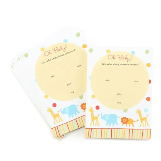 Hortense B. Hewitt Co. 5" x 7" Jungle Animals Baby Shower Blank Invitations & Envelope, 25ct. {1}