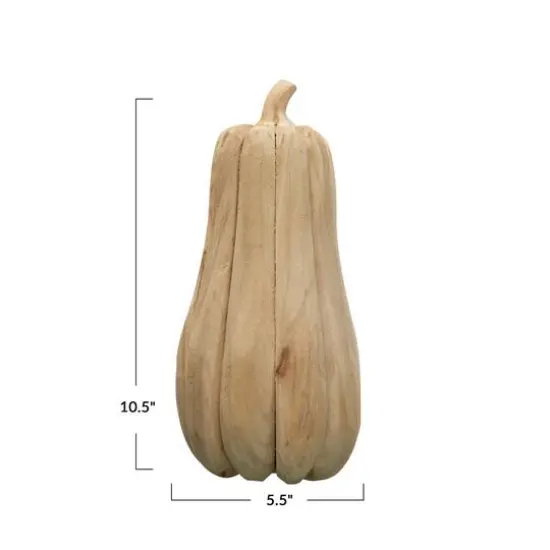 Hello Honey&reg; 10.5" Natural Poplar Wood Pumpkin Figurine {4}