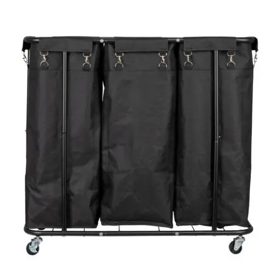 Household Essentials 34" Long Black 3-Bag Rolling Laundry Sorter {11}