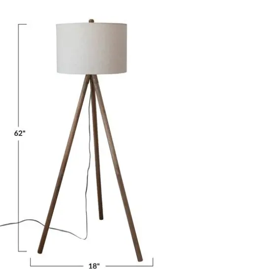 Hello Honey&reg; 5ft. Modern Wood Tripod Floor Lamp with Fabric Shade {4}