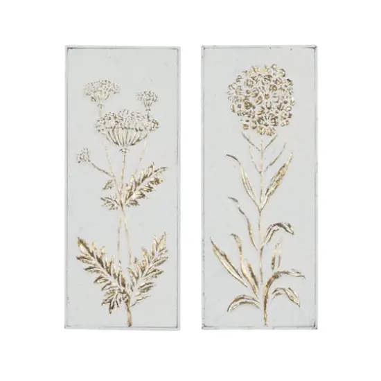 23" White Metal Farmhouse Floral Wall D&eacute;cor Set {1}
