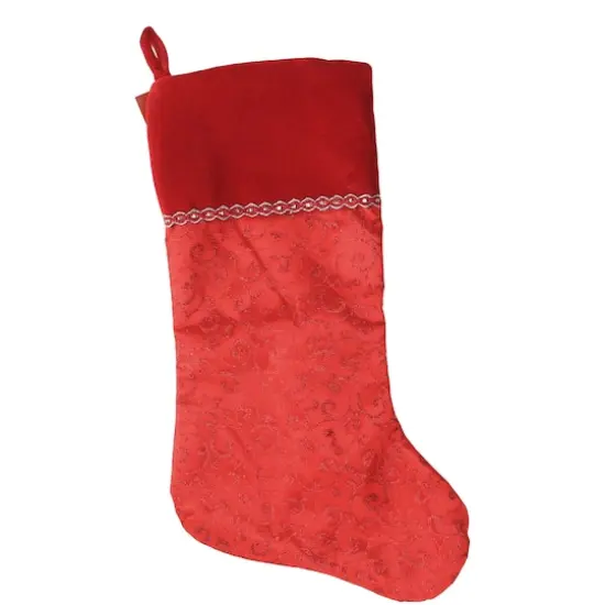 22" Glittering Swirl Design Christmas Stocking, Red {3}