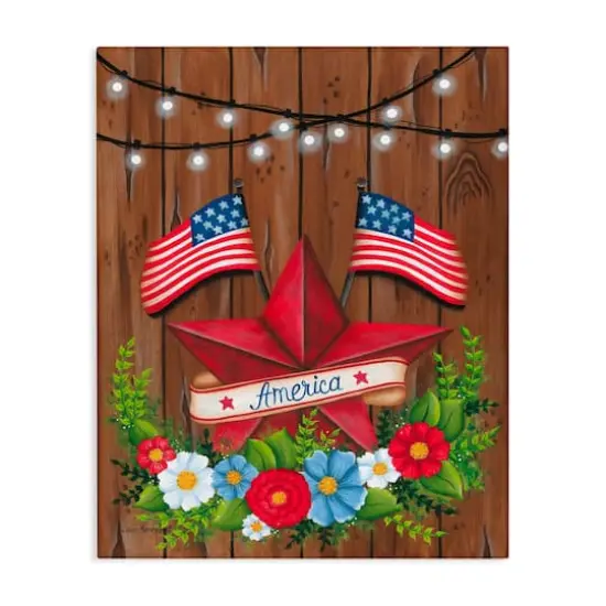 Stupell Industries Americana Country Garland Canvas Wall Art {1}