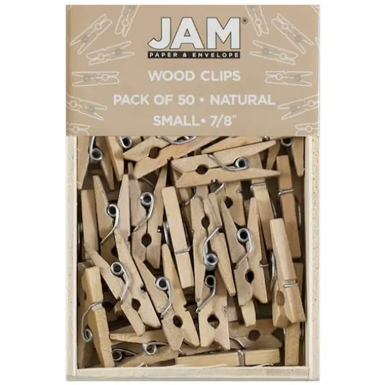 JAM Paper 7/8" Wood Clothespins, 100ct. Natural Brown {6}