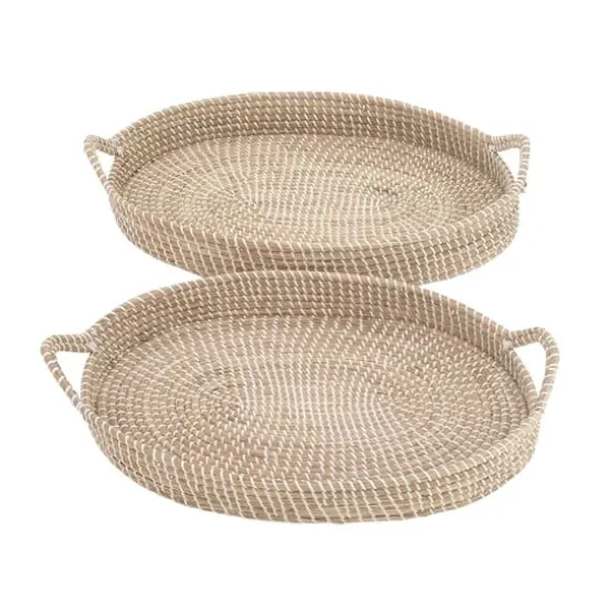 Brown Sea Grass Boho Style Tray Set {4}