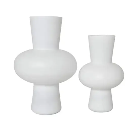 White Glass Trumpet Vase Set {9}