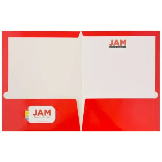 JAM Paper Laminated 2-Pocket Glossy Folders, 6ct. Red {5}