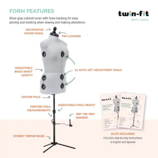 Dritz&reg; Twin-Fit Medium Dress Form with Adjustable Tri-Pod Stand {5}