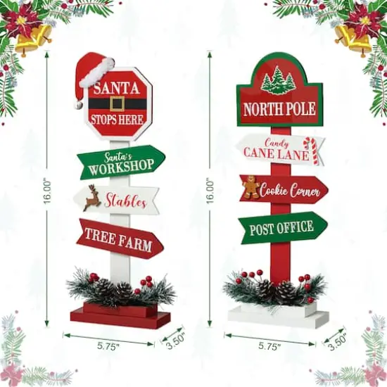 Glitzhome&reg; 16.5" Christmas Sign Table D&eacute;cor Set {9}