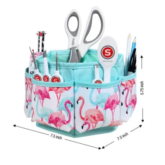 SINGER&reg; Flamingo Print Sewing Spinning Tabletop Organizer {6}