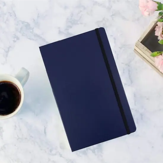 JAM Paper Large Hardcover Notebook with Elastic Band Blue {5}