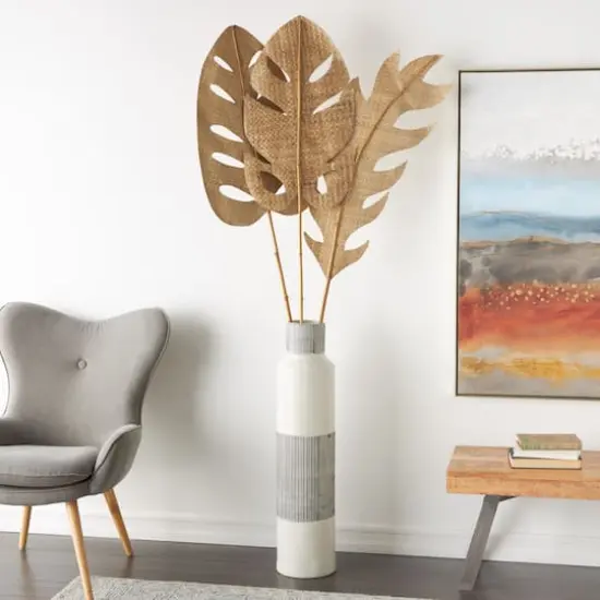 79" Light Brown Bamboo Wood Woven Palm Leaf Set {3}