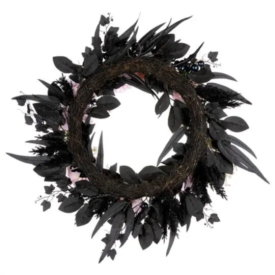 26" Pretty Morbid Pink Carnation Halloween Wreath {5}