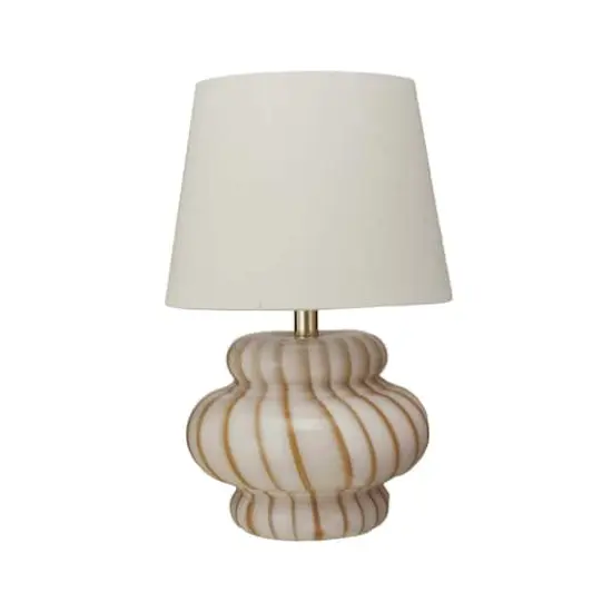 Hello Honey® 18.5" Yellow & Cream Striped Hand-Blown Art Glass Table Lamp {4}