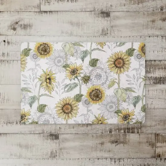 Sunflower Pattern Floor Mat White {3}