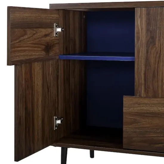 Walker Edison Dark Walnut/Navy Interior Modern Color Pop Accent Cabinet {7}