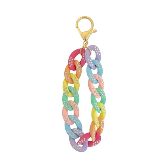 Blue Moon Studio&trade; Multicolor Chain Link Bag Charm with Rhinestones {1}