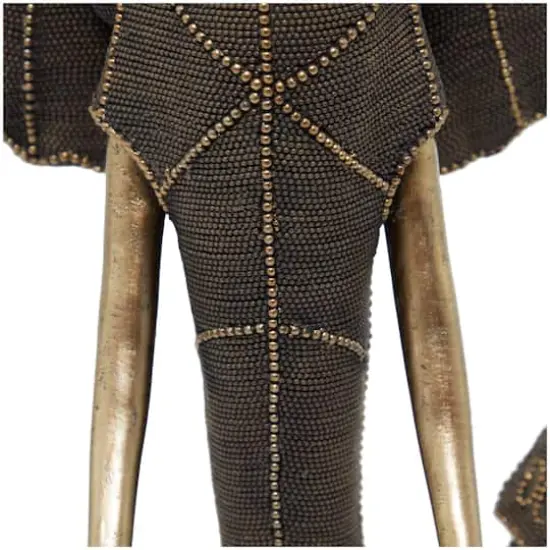 27" Black Polystone Elephant Sculpture {6}