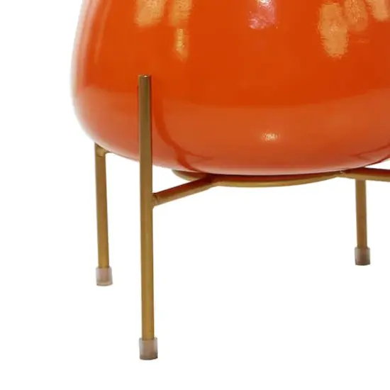 Metal Round Contemporary Planter Set Orange {5}