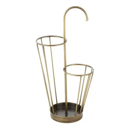 27" Metal Umbrella Stand with Handle Gold {4}