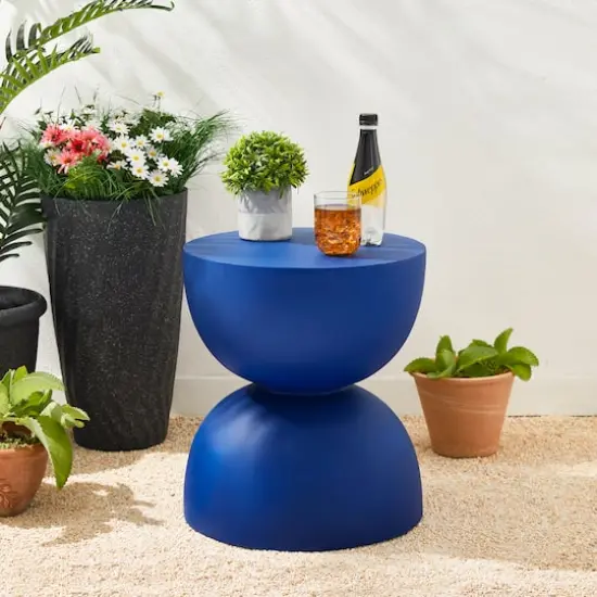 Glitzhome&reg; 18" Multi-Functional Terrazzo Garden Stool Cobalt Blue {5}