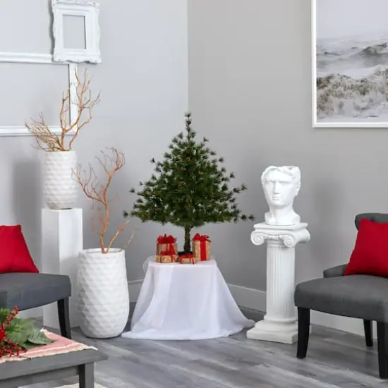 3ft. Pre-Lit Colorado Mountain Pine Artificial Christmas Tree, Clear LED Lights {6}