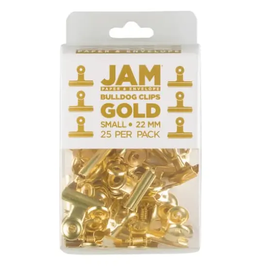 JAM Paper 22mm Metal Bulldog Clips, 25ct. Gold {1}