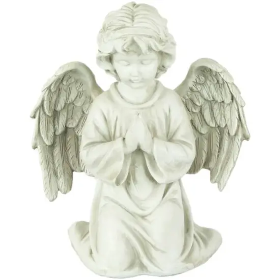 15" Kneeling in Prayer Cherub Outdoor Garden Statue {1}