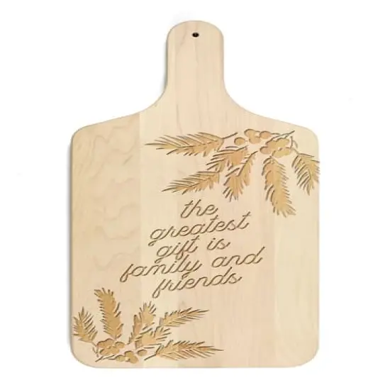 17" Greatest Gift Is Family & Friends Maple Paddle Cutting Board {1}
