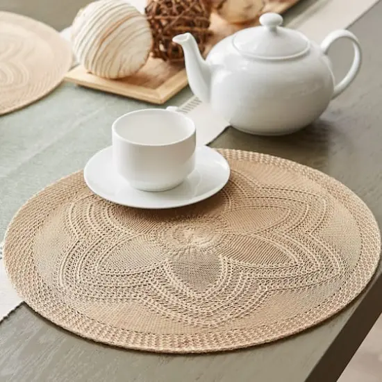 DII&reg; Woven Round Placemats, 6ct. Stone {4}