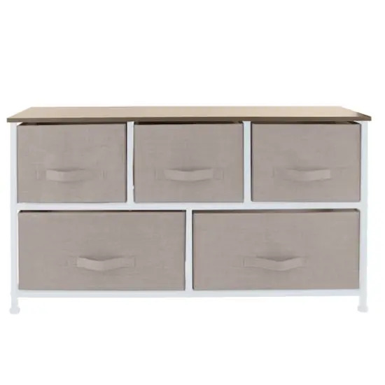 Simplify 5 Drawer Storage Dresser Beige {1}