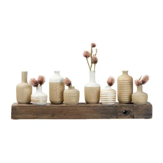 Hello Honey&reg; Stoneware Vases with Gold Pattern Set Taupe {7}