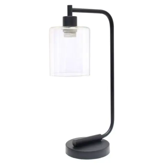 Lalia Home Modern Iron Desk Lamp with Glass Shade Black {7}