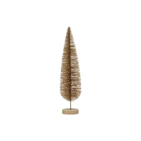 Hello Honey® 13" Gold Glitter Plastic Bottle Brush Tree with Wood Base {1}