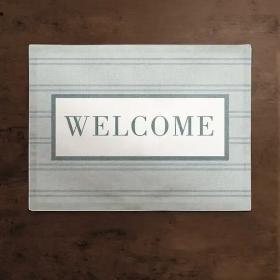 Welcome Stripe Cotton Twill Placemat Blue/Blue {3}