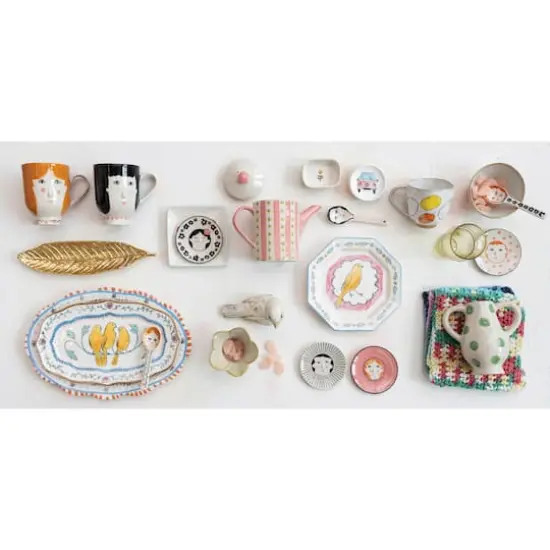 Hello Honey&reg; Painted Faces Stoneware Mug Set {3}