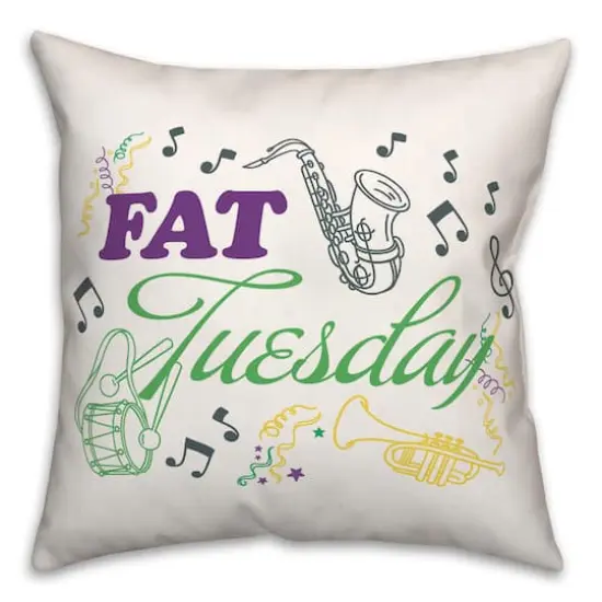 Fat Tuesday Mardi Gras Throw Pillow {3}