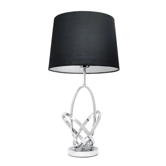 Elegant Designs™ 27" Mod Art Polished Chrome Table Lamp with Black Shade {1}