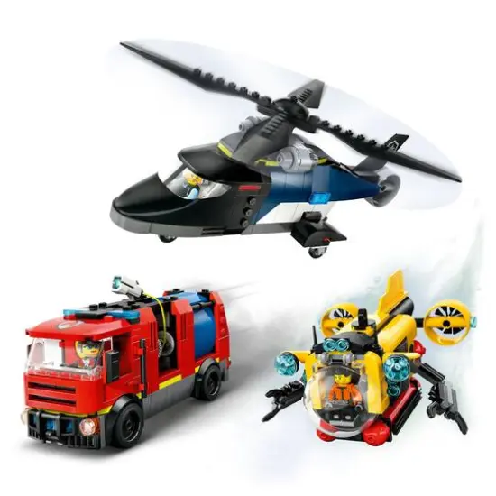 LEGO&reg; City Helicopter, Fire Truck & Submarine Remix Toy Building Set 60462 {6}