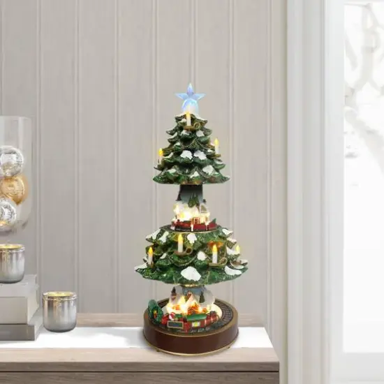 22" Animated Musical Christmas Tree Village with Moving Trains {4}