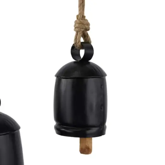 Black Metal Bohemian Decorative Cow Bell, Set of 3" 13", 8", 7" {4}