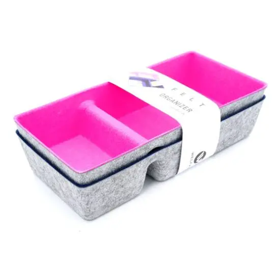 Welaxy Felt 2 Piece Divided Drawer Organizer Trays Navy and Hot Pink {9}