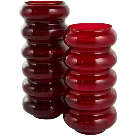 Red Glass Bubble Vase Set {3}