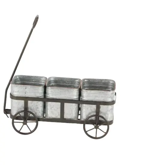 Silver Metal Farmhouse Wagon Planter {3}